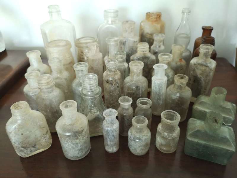 Assorted Vintage Bottles - JOB LOT of 35 Bottles, Jars and lids