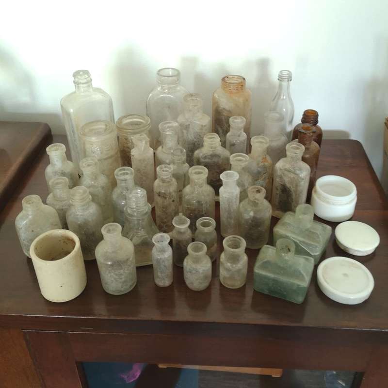 Assorted Vintage Bottles - JOB LOT of 35 Bottles, Jars and lids