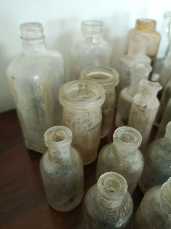 Assorted Vintage Bottles - JOB LOT of 35 Bottles, Jars and lids