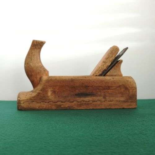 ANTIQUE 19th Century Wood Block Plane Primitive Woodworking Hand Tool Planer Pull Type