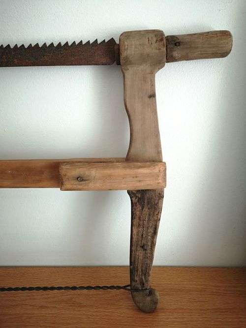 Antique Vintage Buck Saw - Wooden Hand Tool Log Cutting - Beautiful Rustic Wood Logger Bow Saw