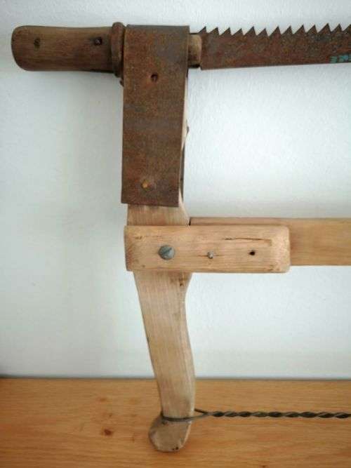 Antique Vintage Buck Saw - Wooden Hand Tool Log Cutting - Beautiful Rustic Wood Logger Bow Saw