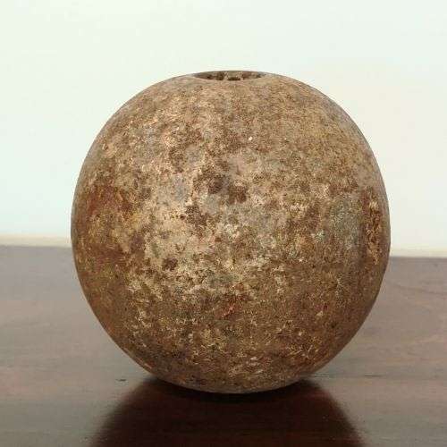 Cast Iron Ball with hole in center - Counterweight Iron Ball - Cannon Ball Shaped