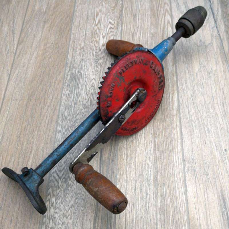 2x Vintage Hand Drill Made in England -  Fleetway Clipper Product PLUS Stanley Small Hand Drill
