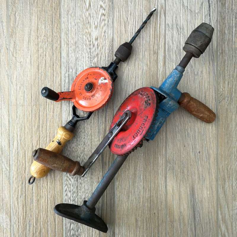 2x Vintage Hand Drill Made in England -  Fleetway Clipper Product PLUS Stanley Small Hand Drill