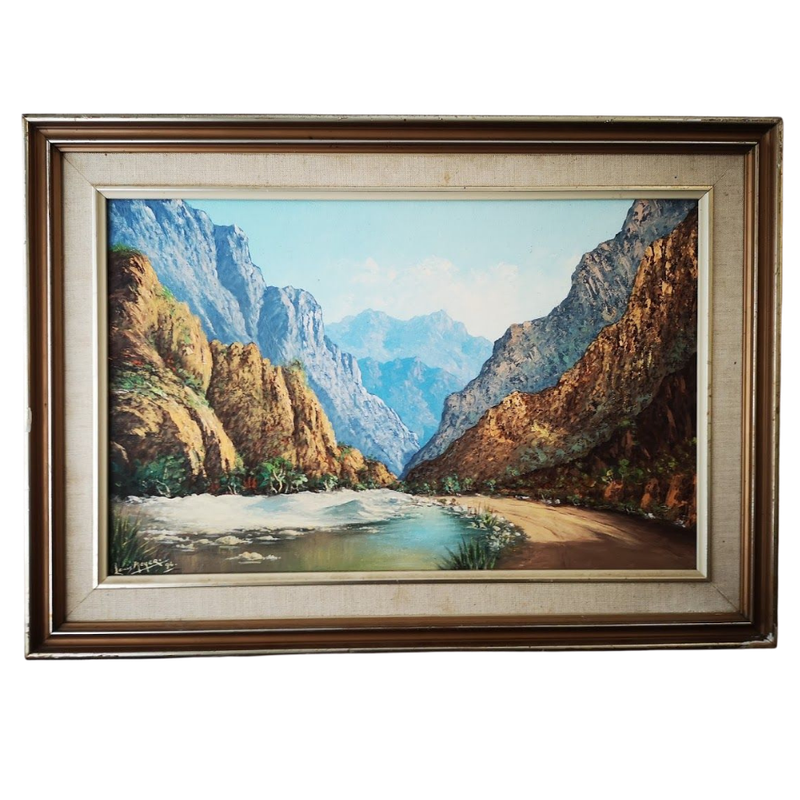 Louis Meyer (SA) Oil on Board - Meieringspoort Mountain Pass, signed 1994