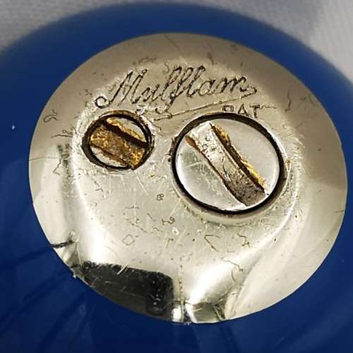Myflam (Heinrich Maltner) table ball lighter with blue lacquer, c1938 Germany