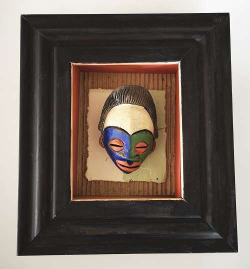 Traditional African Mask - Tikar Clay Passport Mask Cameroon Boxed Frame