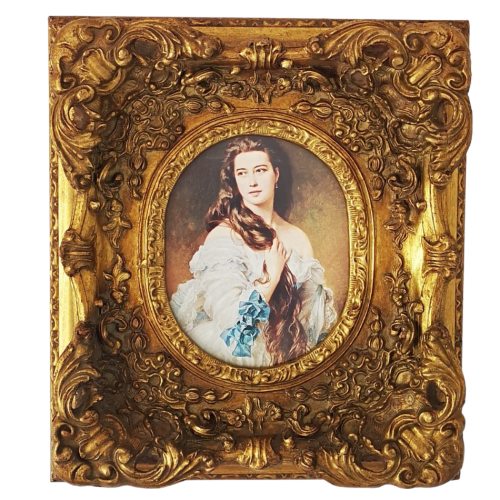 Ornate heavy Gilded Molding on wooden frame, stunning Vintage Gold Frame with print, glassed