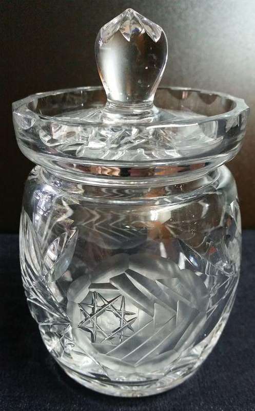 Rose Cut Glass Jam Jar in beautiful condition