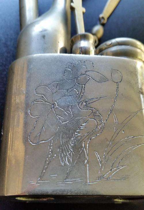 Antique Chinese Silver Paktong Smoking Pipe Opium Pipe