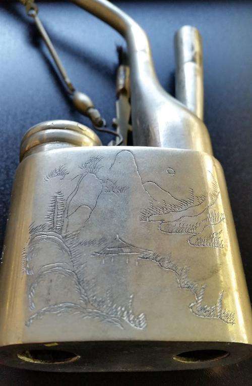 Antique Chinese Silver Paktong Smoking Pipe Opium Pipe