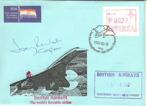 AVIATION CONCORDE VISIT TO JOHANNESBURG FRAMA LABEL 15-03-1992