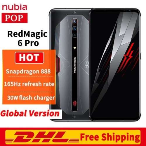 Global Version RedMagic 6 Pro 5G Gaming Phone 6.8 165Hz AMOLED Snapdragon 888 Octa Core 30W Charge