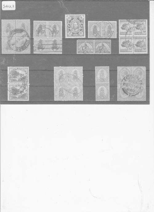 SOUTH AFRICA - UNION - USED - BLOCKS AND PAIRS - GREAT FRANKED/ POST MARKS.
