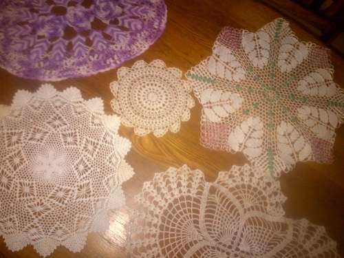 Mixed Batch of 7 Crochet Doilies & Runners Different Sizes Some Have little bit of damage