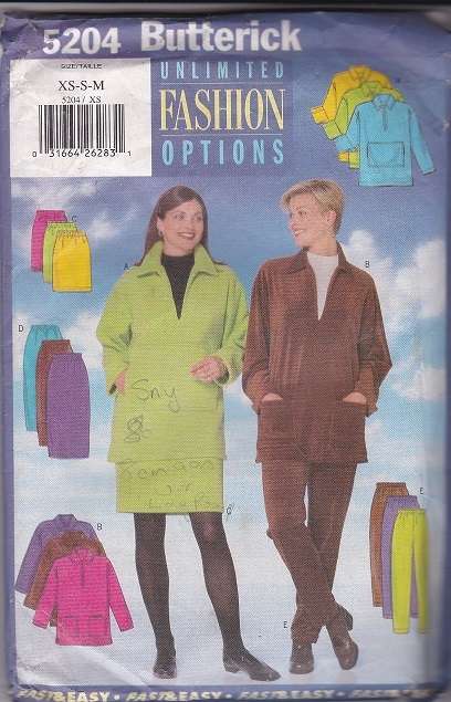 Butterick  sewing  pattern no 5204 size XS-S-M
