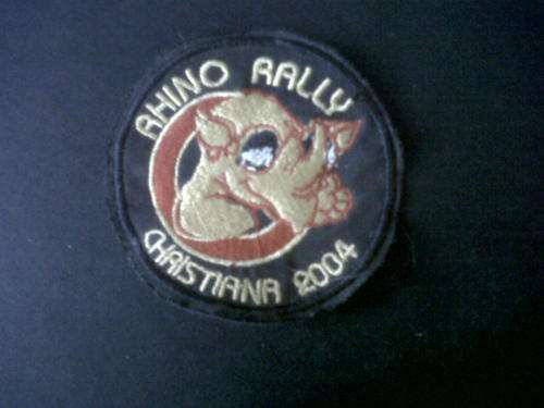 Rhino Rally(motorbike) 2004 Christiana cloth badge 2nd hand not used as good as new.