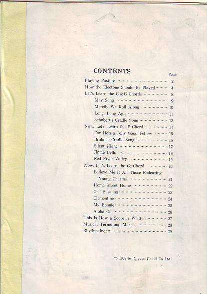 Vintage ? 1968 Beginner Organ Book (Yamaha)pages 1-28, no cover,pencil notes,a tear here & there, cl