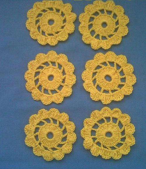 6xhand Crochet Traditional pattern Irish Daisy's ,1930's it was used as inserts for tablecloths, do