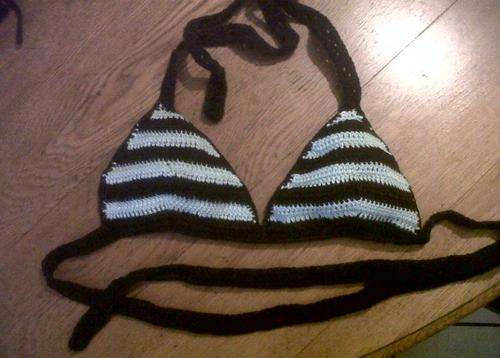 Hand Crochet  Bikini Top /Bra cup 14cm width x14cm length,material used 2ply industrial yarn & no 5