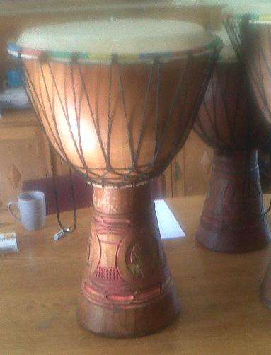 African drum - Jembe - origin Zambia -hand made 43cm w x 61cm H