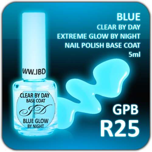 2x Clear by day - 1x Green & 1x Blue Glow in the dark (florecent)nail polish base coat