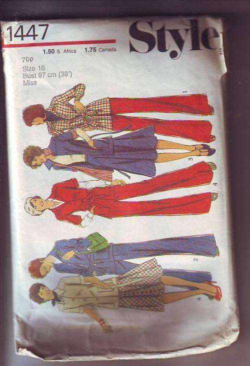 Style sewing Pattern  no 1447  used pattern   size 16