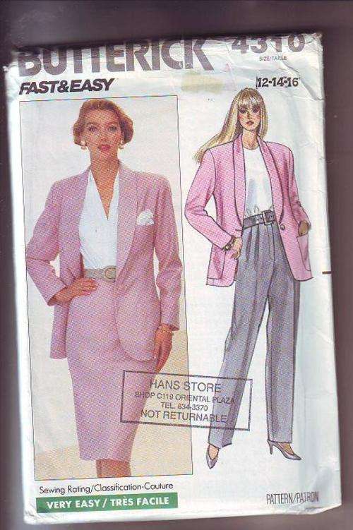 Butterick  sewing  pattern no 4310  size 12-16