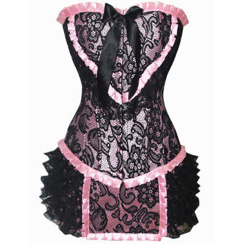 Sexy Lingerie Corset & Pettiskirt Sets  - S TO 2XL=Lovelace Corset With Skirt is covered with a lay
