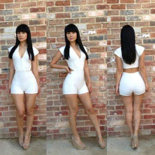 White Cut Back Short Sleeve Sexy Women Jumpsuit Limited stock as listed - size L(M/L)  Bust: 87-92cm