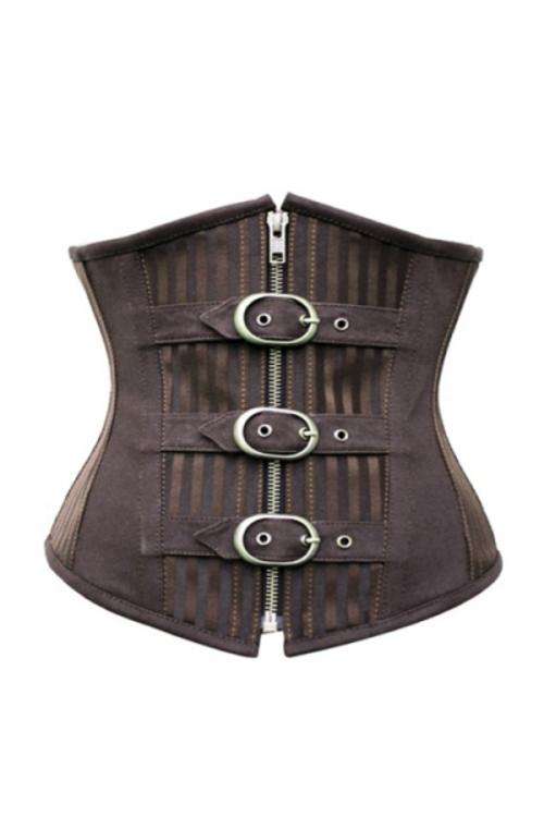 Steampunk Corset- product code H-LB4436= XL only-Coffee Color Underbust Corset