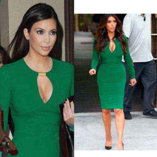 Womans Dress- product code H-LB9010 =Small to 2Xlarge only-Long Sleeve V Neck Bodycon Dress