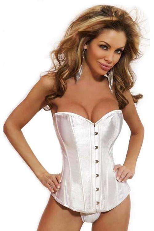 2PC White Strapless Boned Corset code H-LB4181 = Size Large color White