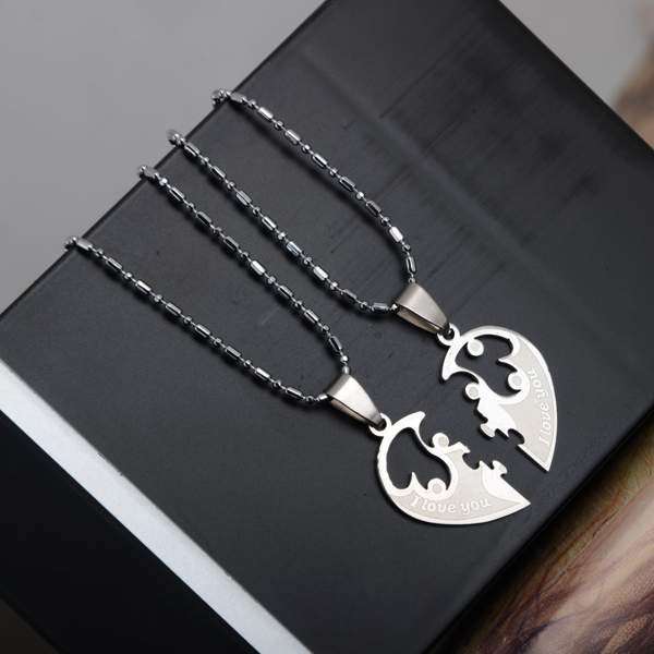 Couples Stainless Steel Necklace  Set- Pendant & chain Price Per Set