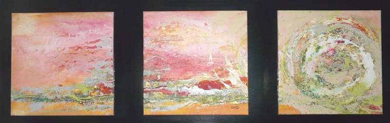 My Africa -Sunset-Mixed medium on stretched canvas-Artist Lizbie Lourens -3 x 400 x 400