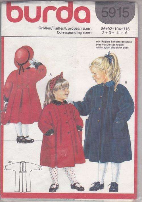 Burda sewing  pattern no 5915 sizes 2-3-4-6