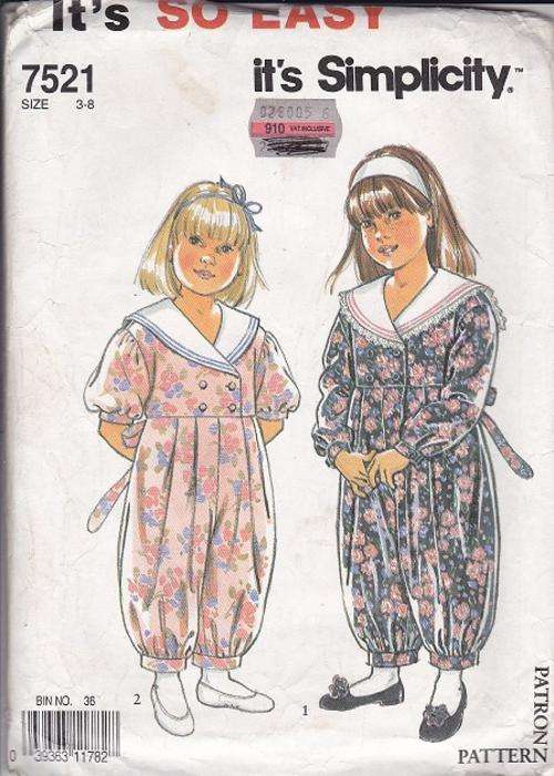 Simplicity sewing  pattern no 7521 sizes 3-8