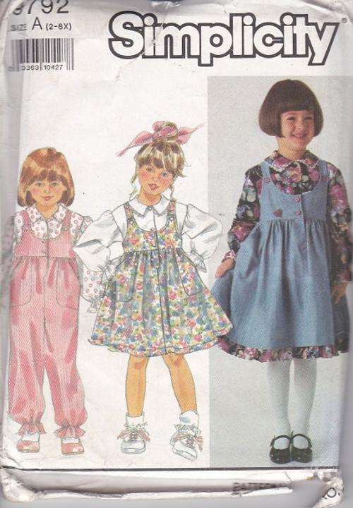 Simplicity sewing  pattern no 9792 sizes A(2-6X)