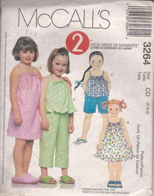 McCalls sewing  pattern no 3264 size 2-3-4