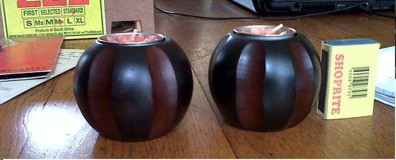 Solid wood candle holder set candles included