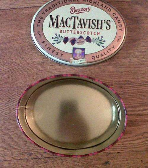 Beacon MacTravis Butterscotch empty tin 14x10.5x6.5cm