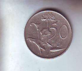 Circulated 1976 South African  50c coin price per coin