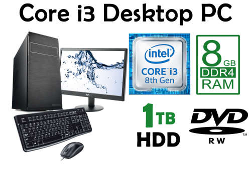 Full 8th-Gen Quad Core Core i3 Home, Office and Productivity desktop PC