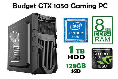 Bang-for-your-buck Budget Gaming PC - *Pentium G4560 Quad-Thread, 8GB, SSD + HDD, GTX1050, Windowed*