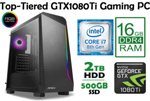 GODLIKE!! Top-tiered RGB GTX1080Ti Gaming PC - *8th Gen i7, 16GB RGB, NVMe + HDD, GTX1080Ti 11GB*