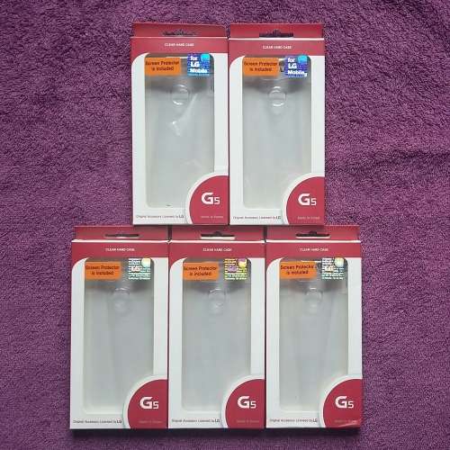 Bulk lot of 5 Clear Hard Protection Case Covers for LG G5