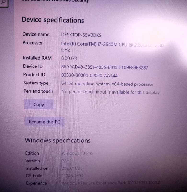 Dell Vostro 3550 Intel Core i7 2640M 2.8GHZ Cpu