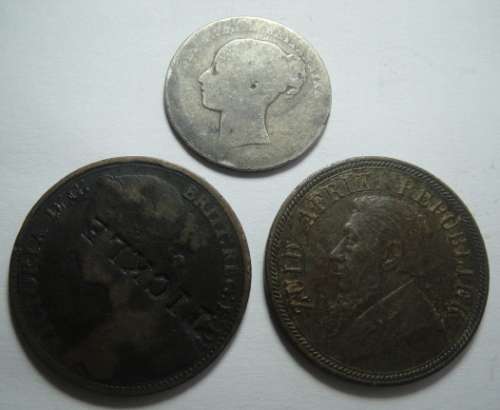 Crazy R1 Start Auction! ZAR Paul Kruger Penny (1892), Victorian Shilling (1875) & Penny (1881)