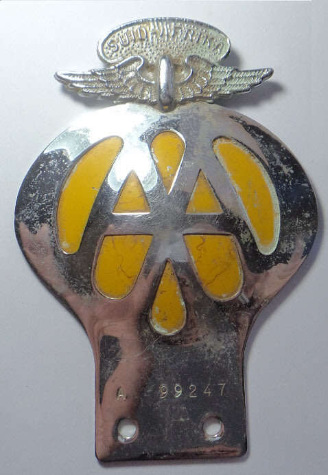 Crazy R1 Auction Start: Vintage Automobile Association (AA) of South Africa Badge